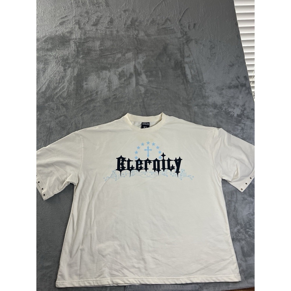 PRMB Gold Mens Shirt XL Cream Eternity Graphic Oversized Studded